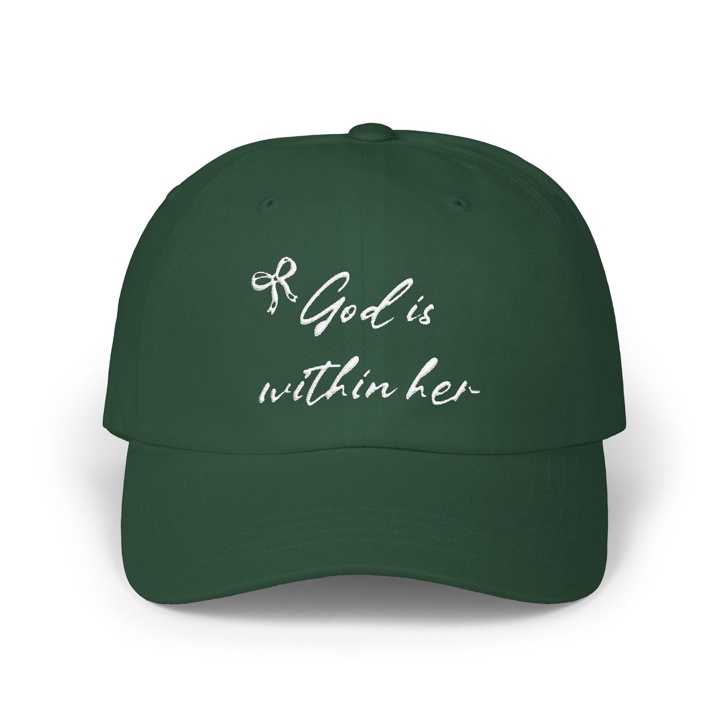 God Is Within Her Classic Dad Cap — Inspirational Embroidered Baseball Hat