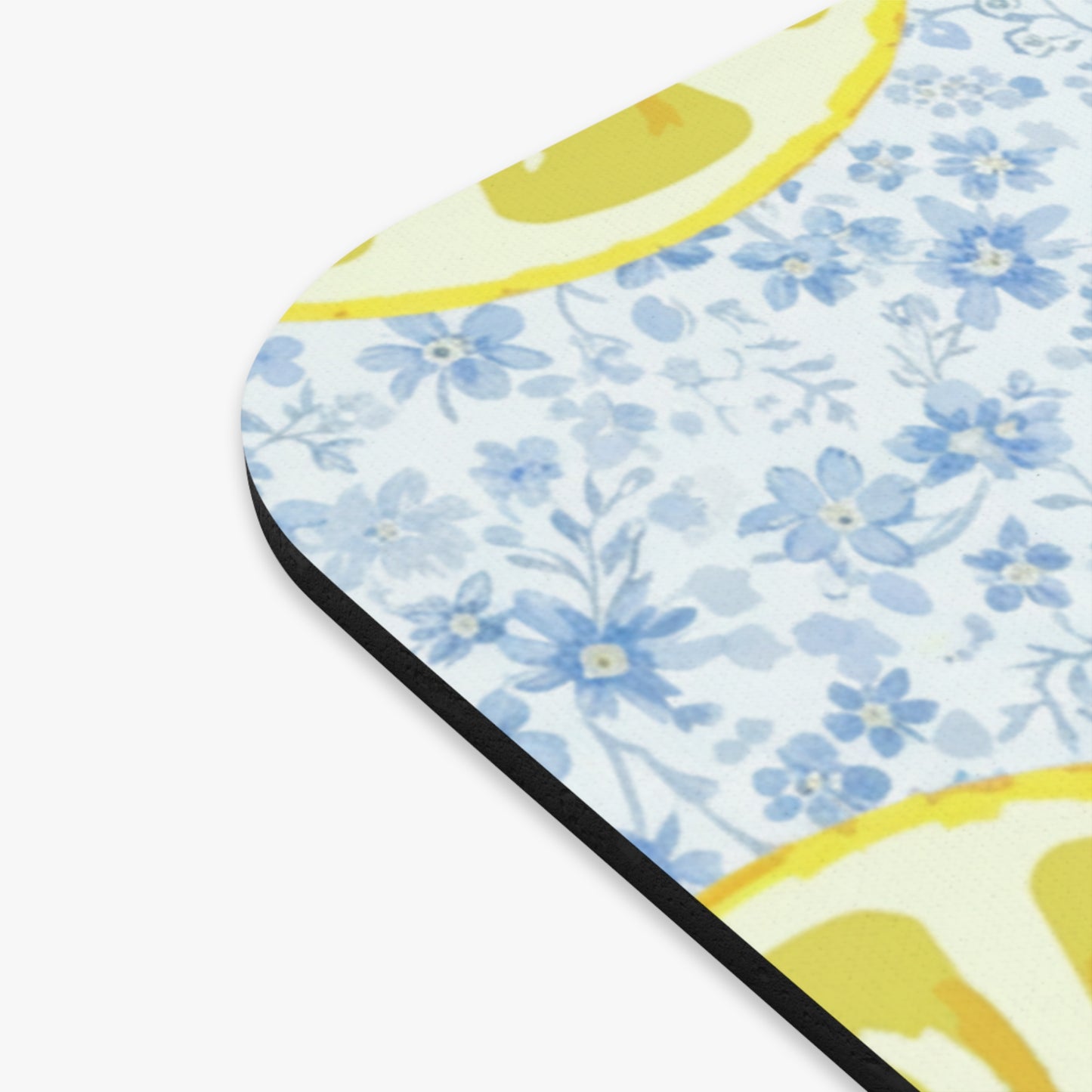 Lemon & Blue Flowers Mouse Pad — Bright Floral Desk Mat