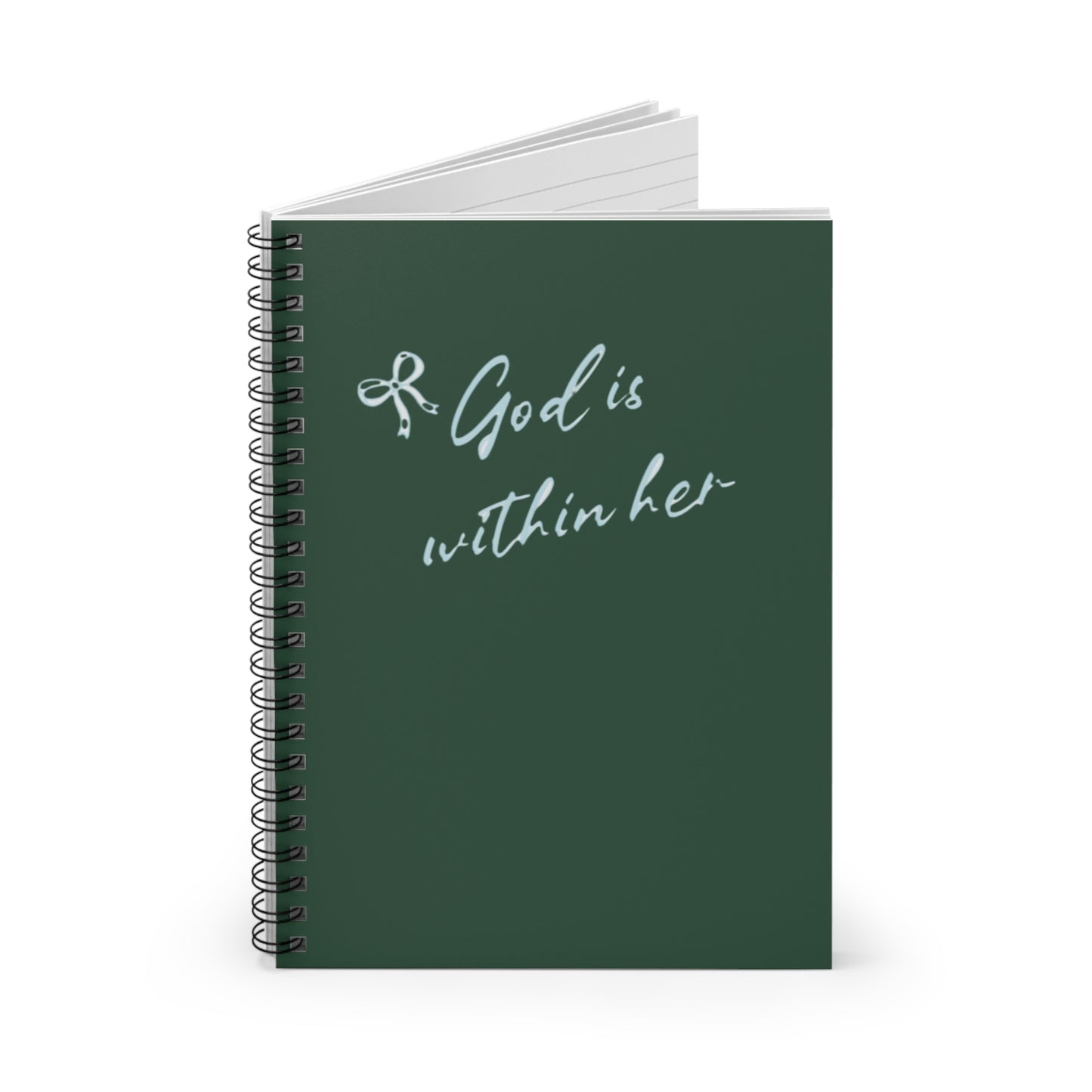 Inspirational Spiral Notebook — "God Is Within Her" Ruled Journal