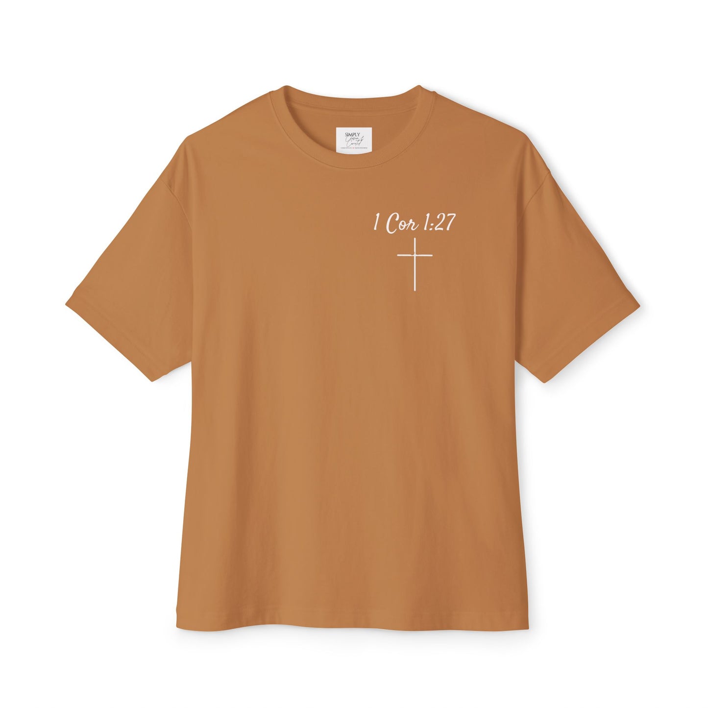 Chosen Christian Tee — "I Cor. 1:27" Oversized Boxy T‑Shirt for Men and Women