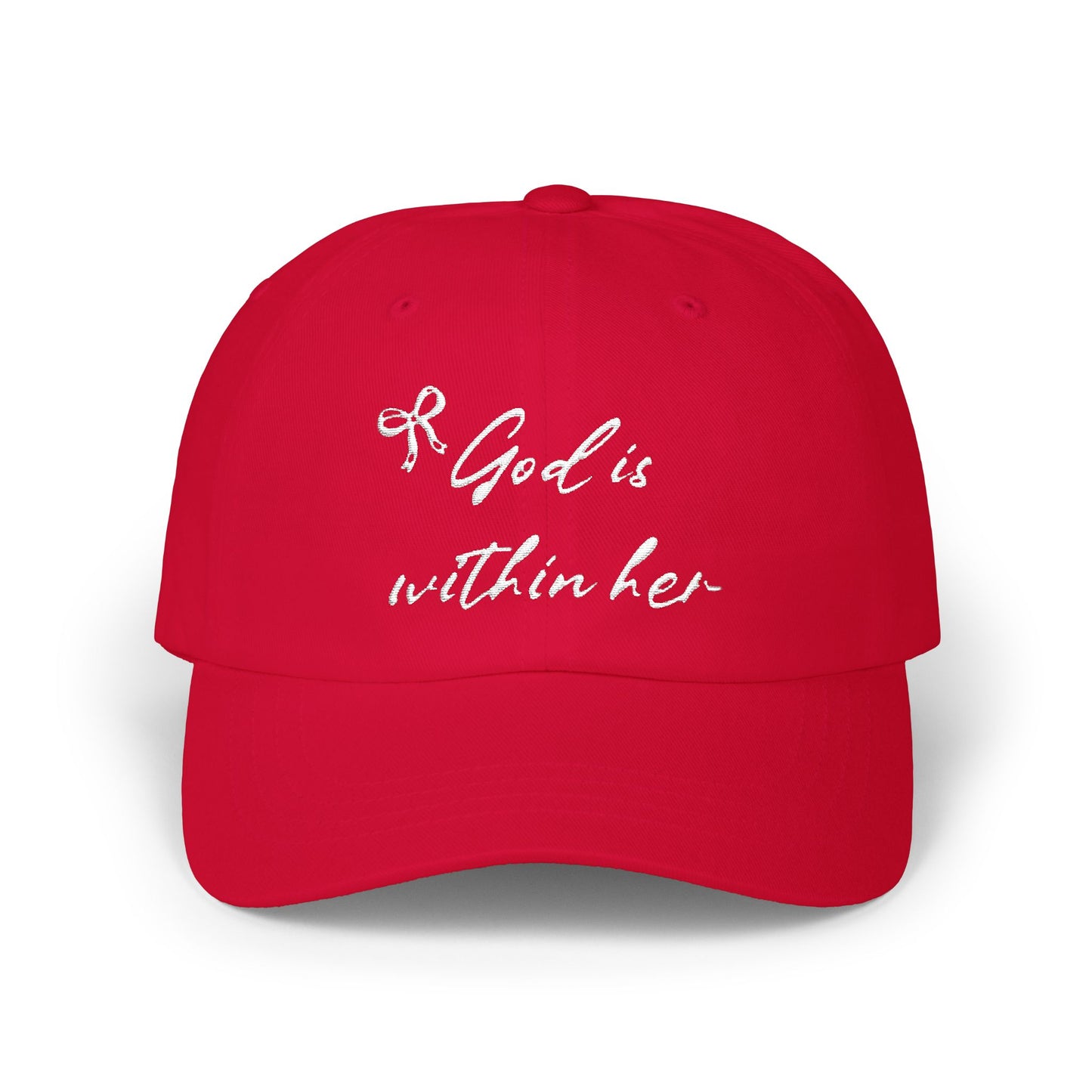 God Is Within Her Classic Dad Cap — Inspirational Embroidered Baseball Hat