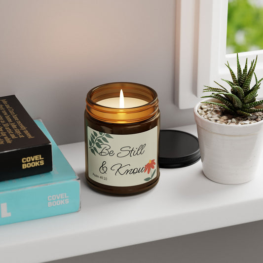 Be Still and Know Scented Soy Candle Amber Jar