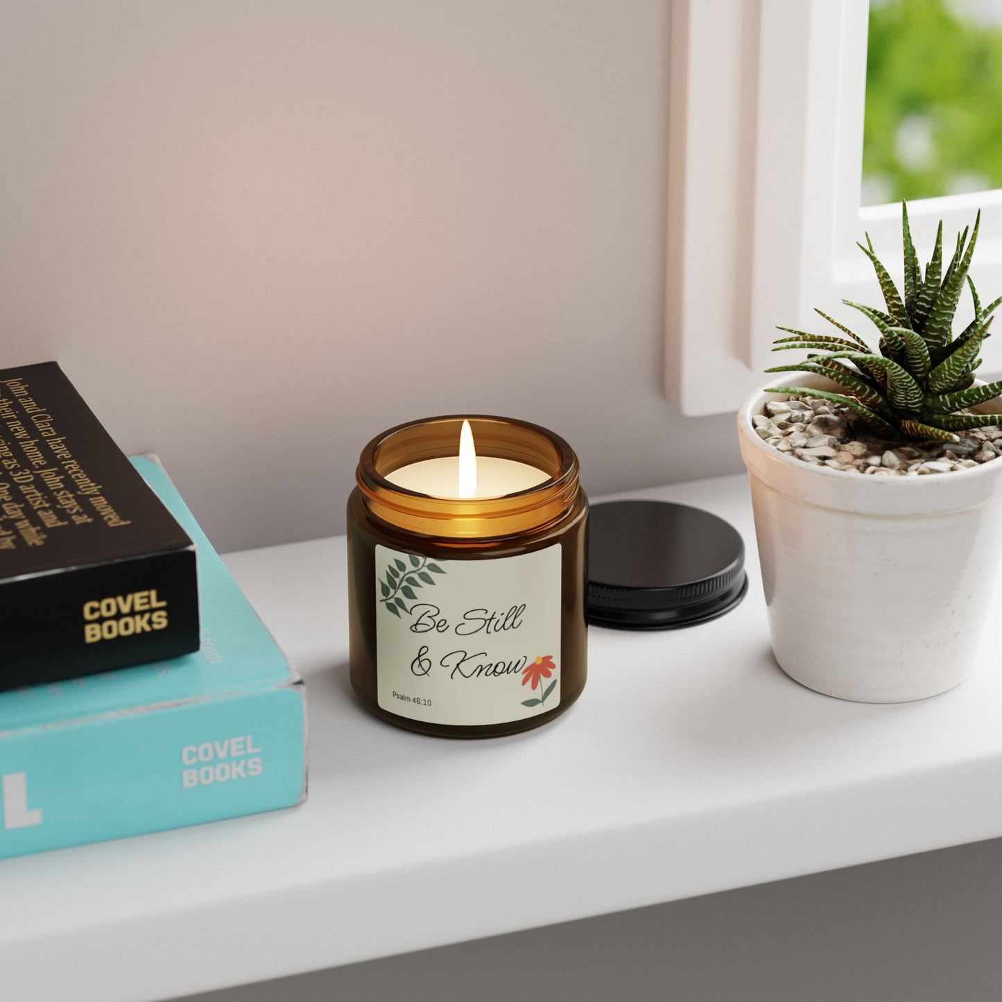 Be Still and Know Scented Soy Candle Amber Jar