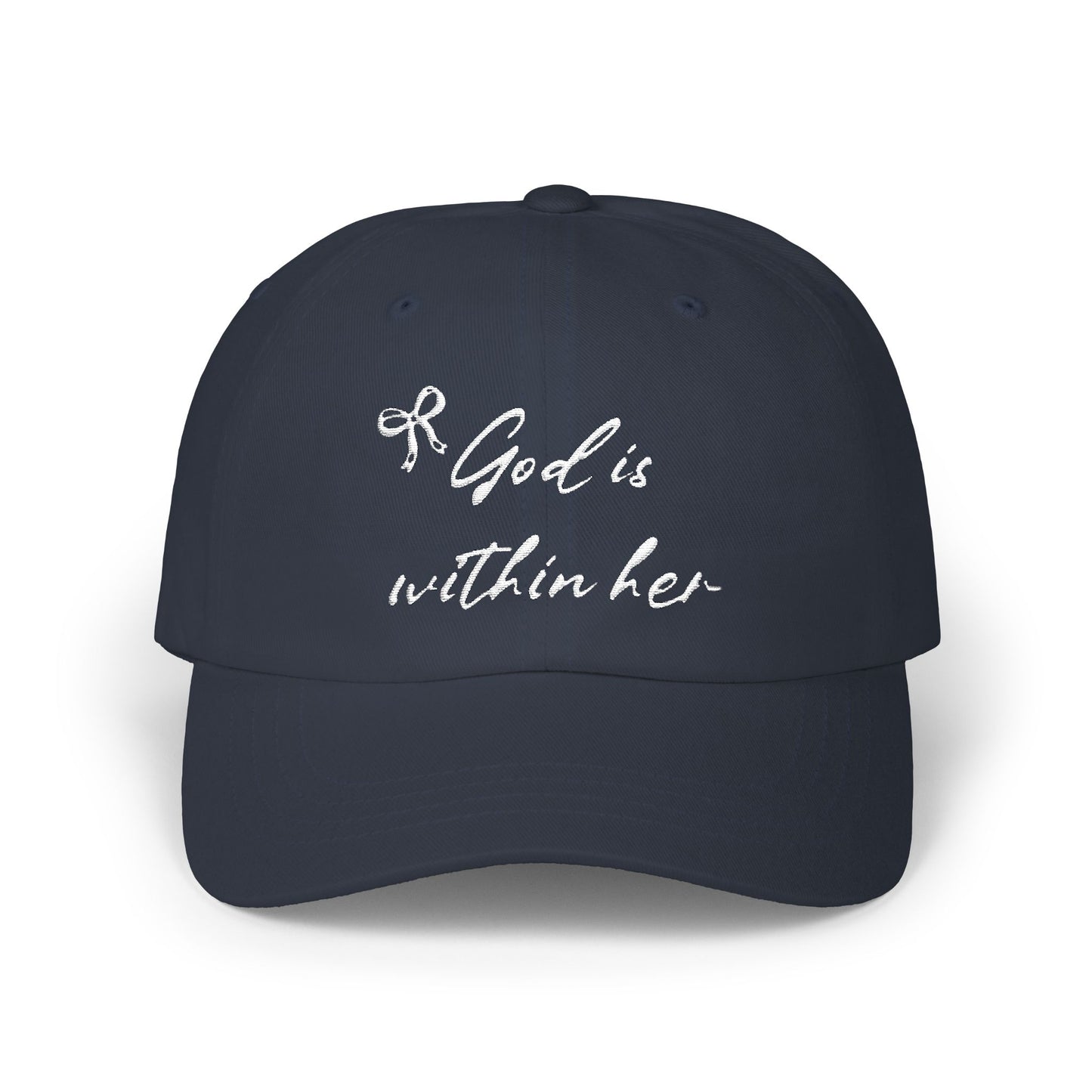 God Is Within Her Classic Dad Cap — Inspirational Embroidered Baseball Hat
