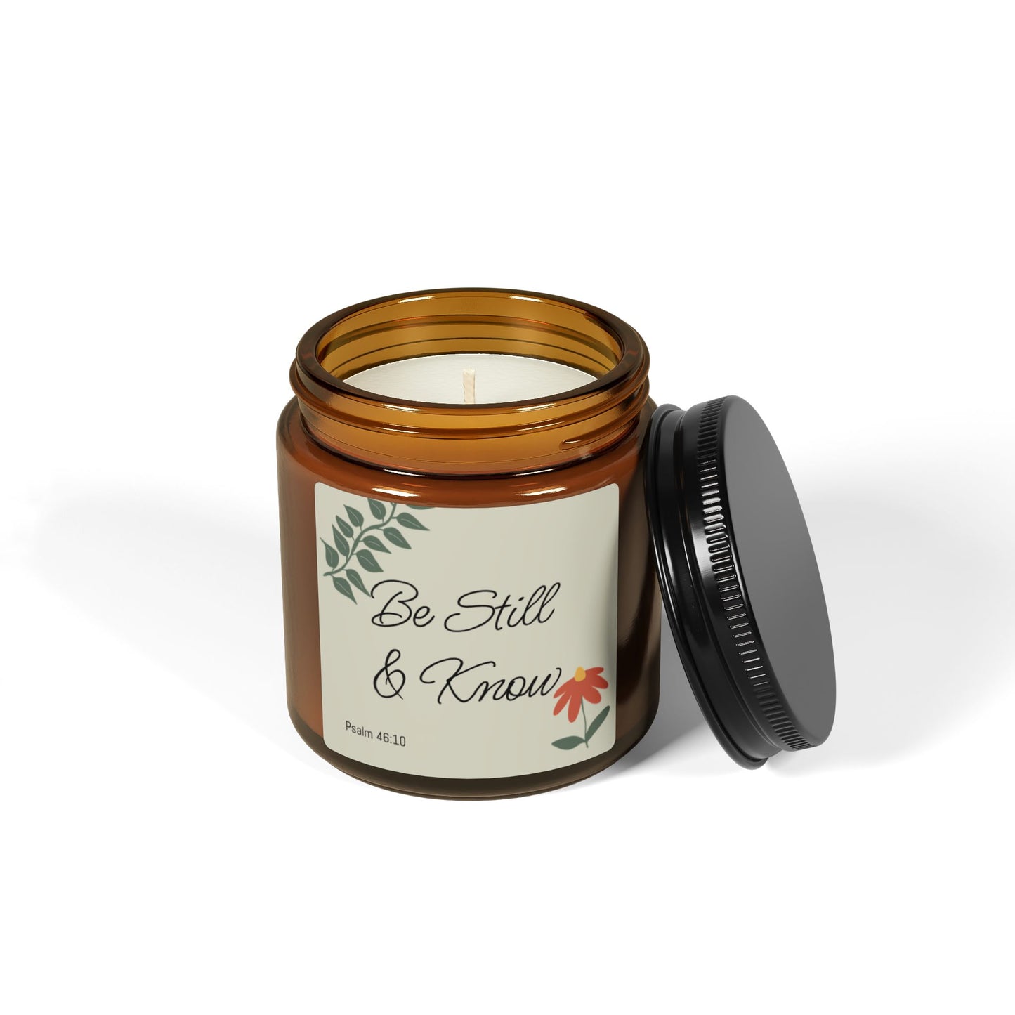 Be Still and Know Scented Soy Candle Amber Jar