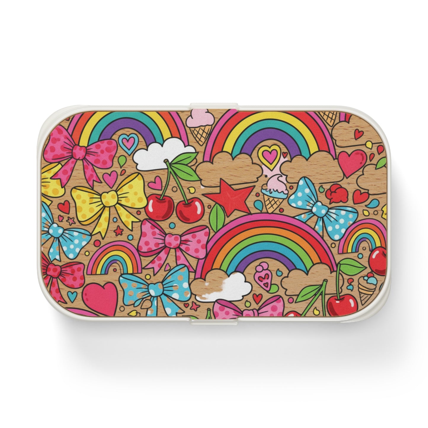 Girls Cherry Rainbow and Bows Bento Lunch Box | Girly Designs