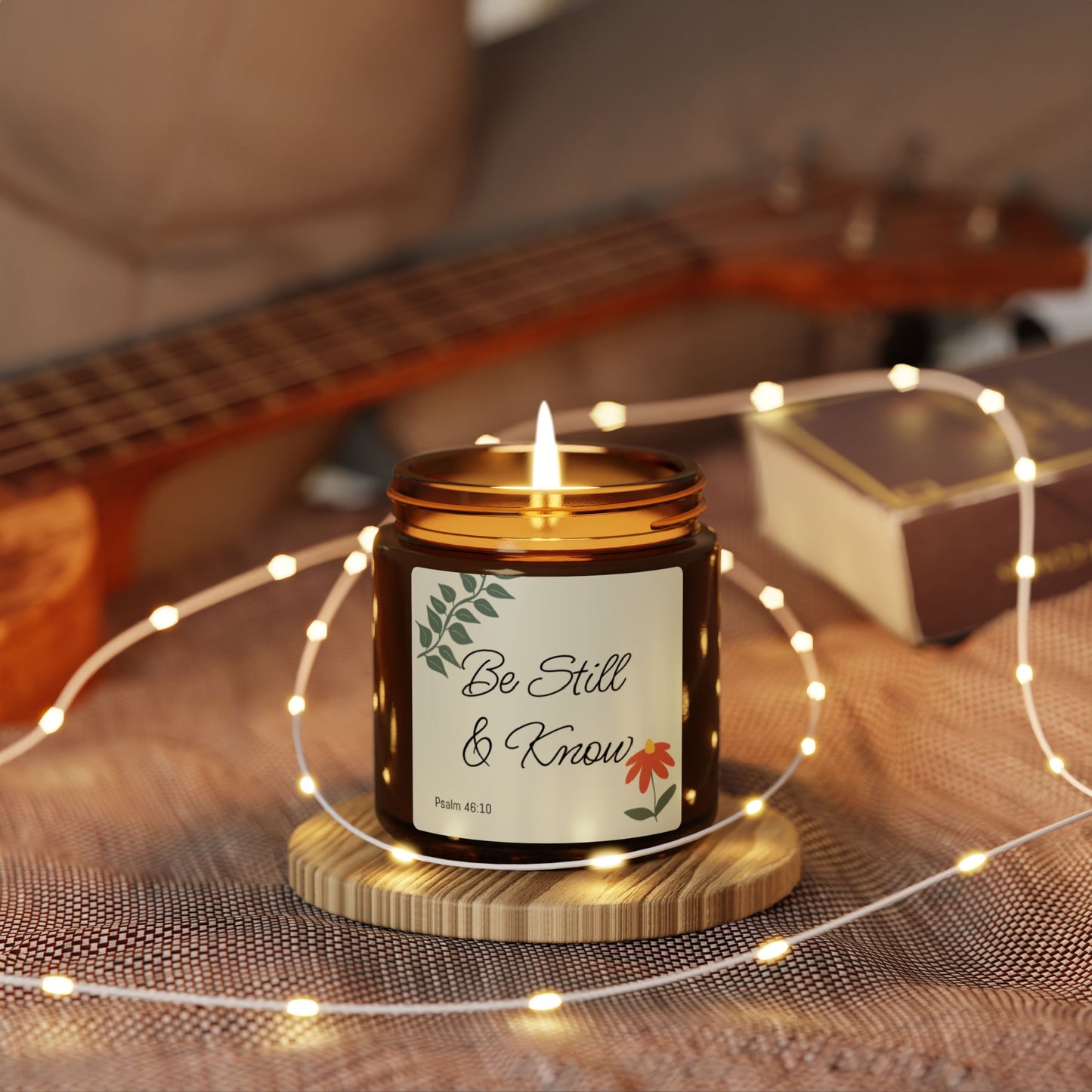 Be Still and Know Scented Soy Candle Amber Jar