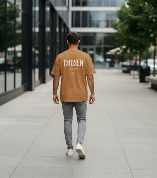 Chosen Christian Tee — "I Cor. 1:27" Oversized Boxy T‑Shirt for Men and Women