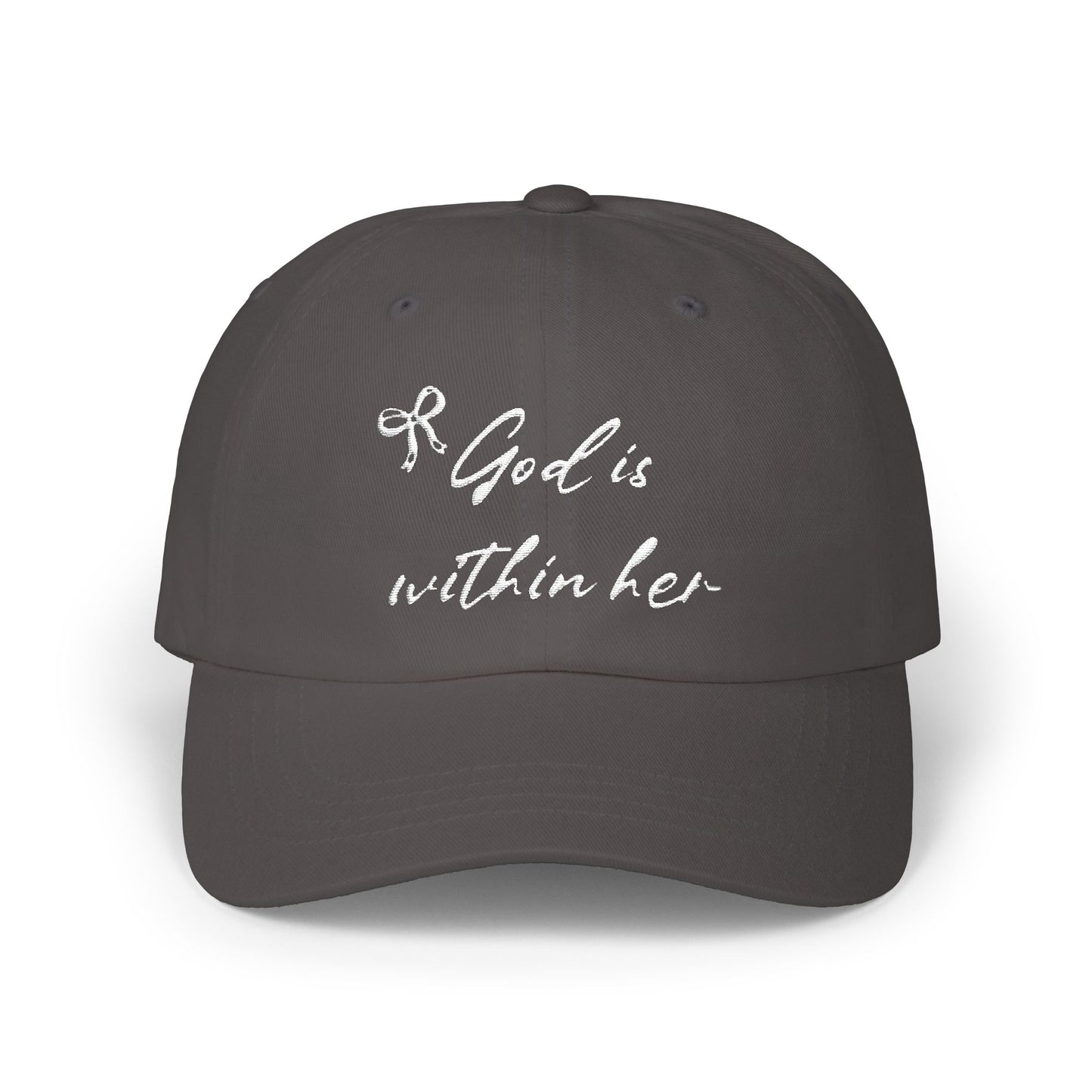 God Is Within Her Classic Dad Cap — Inspirational Embroidered Baseball Hat