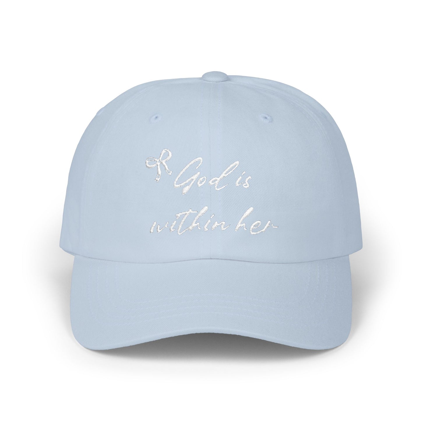 God Is Within Her Classic Dad Cap — Inspirational Embroidered Baseball Hat