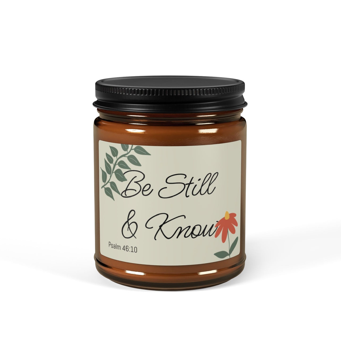 Be Still and Know Scented Soy Candle Amber Jar