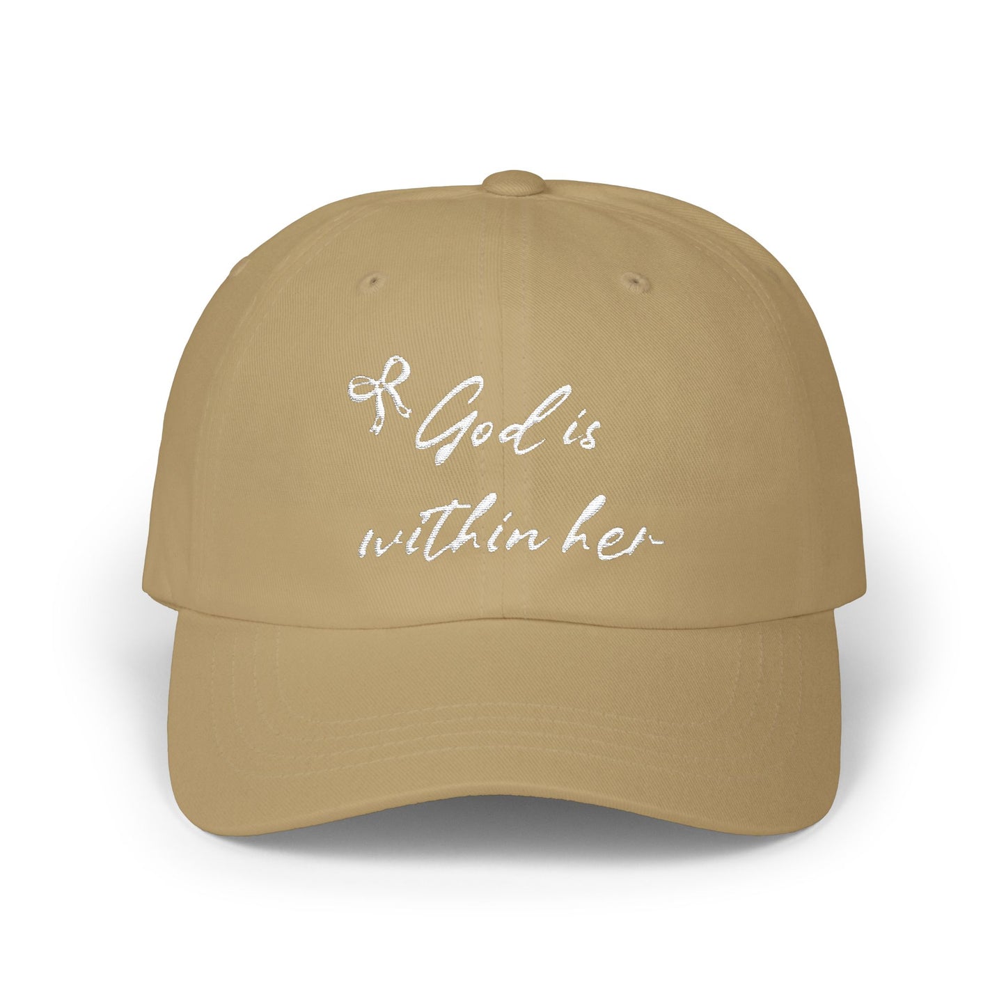 God Is Within Her Classic Dad Cap — Inspirational Embroidered Baseball Hat