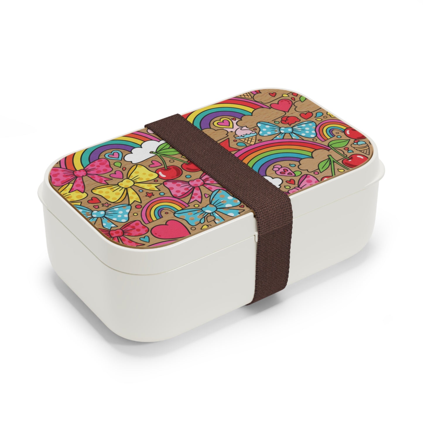 Girls Cherry Rainbow and Bows Bento Lunch Box | Girly Designs