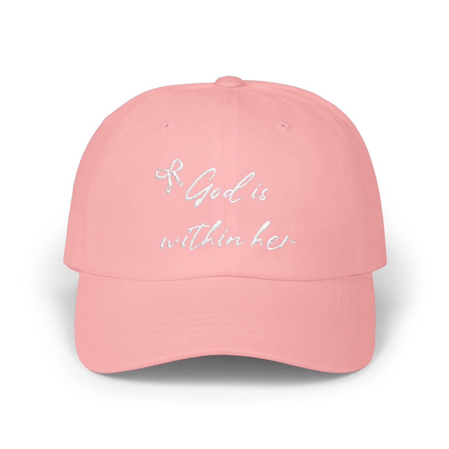 God Is Within Her Classic Dad Cap — Inspirational Embroidered Baseball Hat